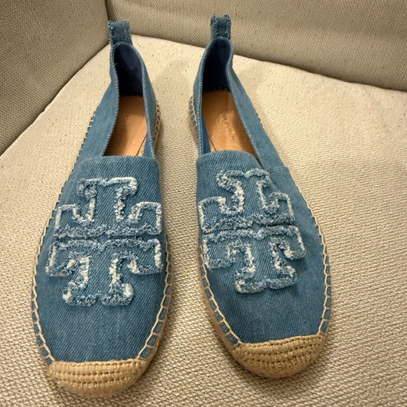Tory Burch Shoes - Tory Burch double T Blue Espadrille Flats